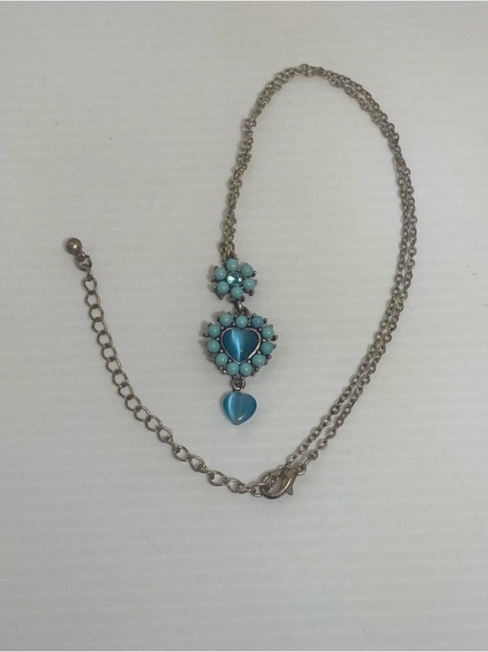 Turquoise Color Heart Pendant Necklace - Blue Beaded Women’s Jewelry